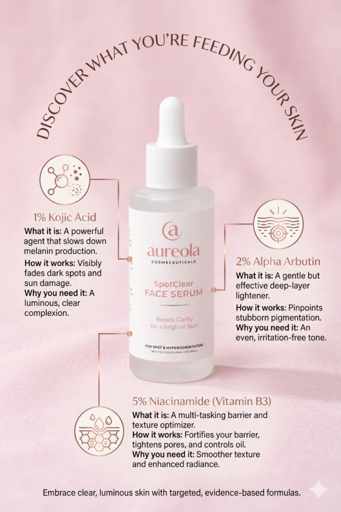 SpotClear face serum with Kojic Acid Alpha Arbutin and Niacinamide for dark spots
